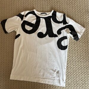 Luisa Cerano Stylish Black and White Short Sleeve Tee with Black Rhinestones